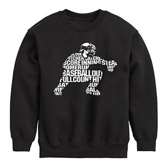 Boys 8-20 Baseball Umpire Word Silhouette Crew Fleece Sweatshirt