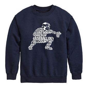 Boys 8-20 Baseball Umpire Word Silhouette Crew Fleece Sweatshirt