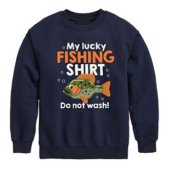 Boys 8-20 Lucky Fishing Shirt Crew Fleece Sweatshirt