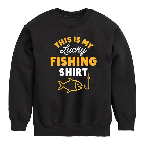 Boys 8-20 My Lucky Fishing Shirt Graphic Sweatshirt, Boy's, Size: Medium, Black
