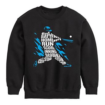 Boys 8-20 Baseball Batter Word Silhouette Crew Fleece Sweatshirt
