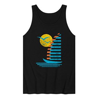 Men's Sailboats Gulls Retro Graphic Tank Top