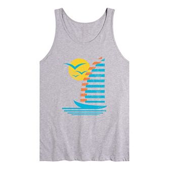 Men's Sailboats Gulls Retro Graphic Tank Top