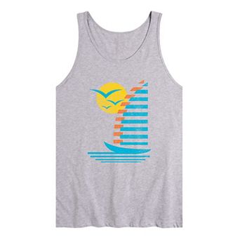 Men's Sailboats Gulls Retro Graphic Tank Top
