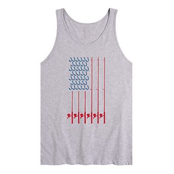 Men's Fishing Pole Americana Flag Graphic Tank Top