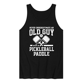 Men's Never Underestimate Old Guy Pickleball Graphic Tank Top