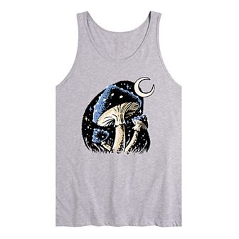 Men's Starry Mushroom Illustration Graphic Tank Top