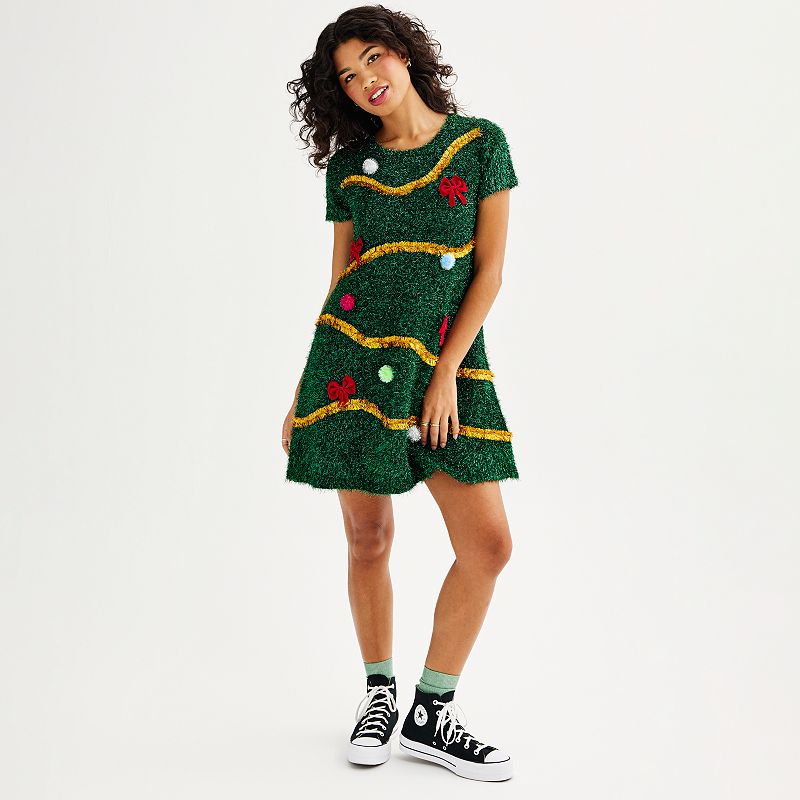 kohls christmas tree dress Juniors' Celebrate Together Short Sleeve Tinsel Fit & Flare Now you can blend