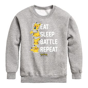 Boys 8-20 Nintendo Pokémon Eat Sleep Battle Repeat Crew Fleece Sweatshirt