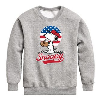 Boys 8-20 Peanuts Snoopy Americana Baseball Crew Fleece Sweatshirt