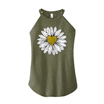 Juniors' Daisy Heart Drawing High Neck Tank Top