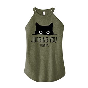Juniors' Judging You Silently Cat High Neck Tank Top