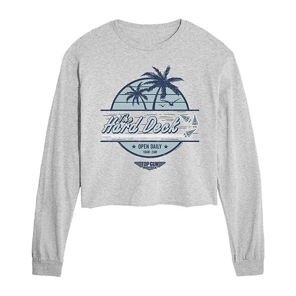 Juniors' Top Gun Hard Deck Cropped Long Sleeve