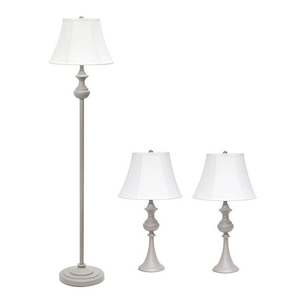 Lalia Home Gray Metal Lamp 3-piece Set - Gray