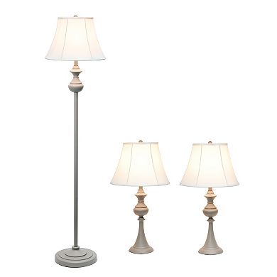 Lalia Home Gray Metal Lamp 3-piece Set