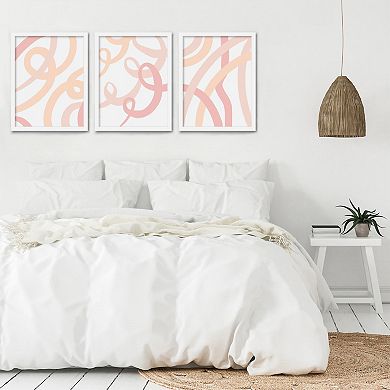 Americanflat Pink Ribbons Framed Wall Art 3-piece Set