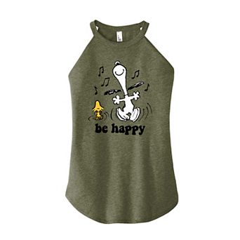 Juniors' Peanuts Happy Dance High Neck Tank Top