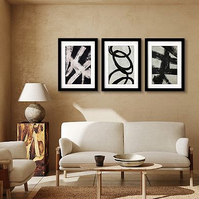 Americanflat Black & White Loops Abstract Framed Wall Art 3-piece Set
