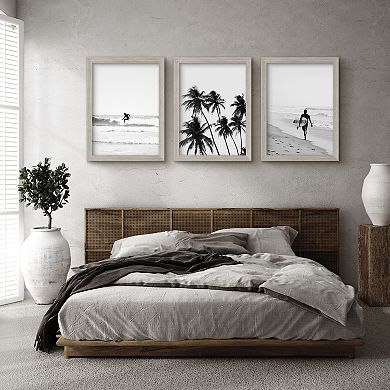 Americanflat Black & White Surf Framed Wall Art 3-piece Set