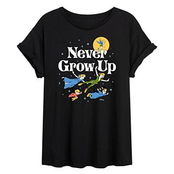 Disney's Peter Pan Juniors' Never Grow Up Oversized Graphic Tee