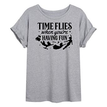Disney's Peter Pan Juniors' Time Flies Oversized Graphic Tee