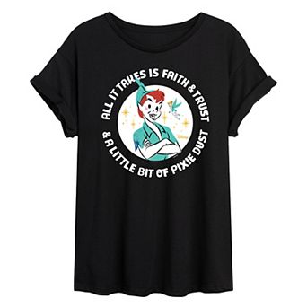 Disney's Peter Pan Juniors' Faith Trust Pixie Oversized Graphic Tee