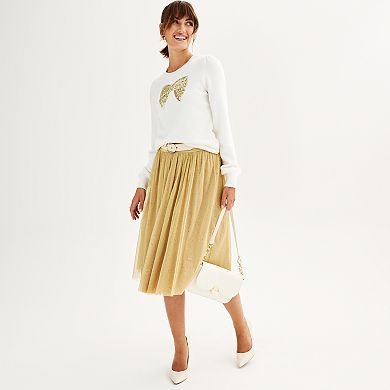Women's Draper James Pullover Sweater With Sequin Bow Motif