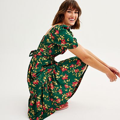 draper james green dress Carla Ruiz - Flamenco Feather Sleeve Shift Dress