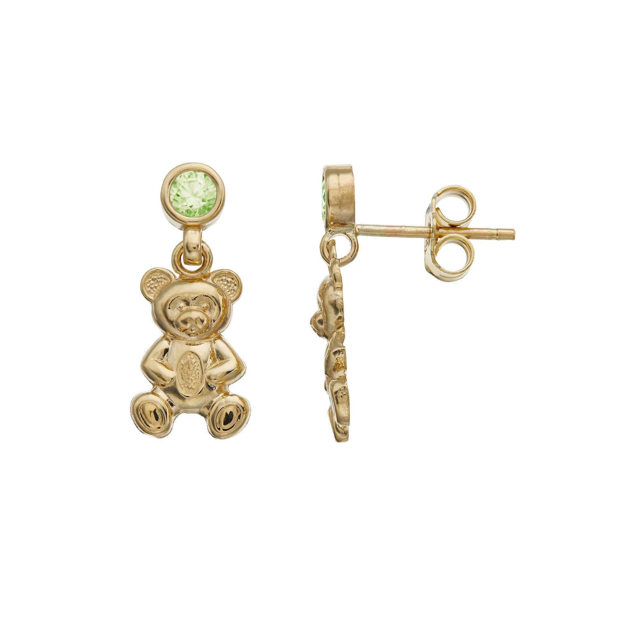 Kristen Kesho 10k Gold Lab-Created Gemstone Birthstone Bear Dangle Earrings