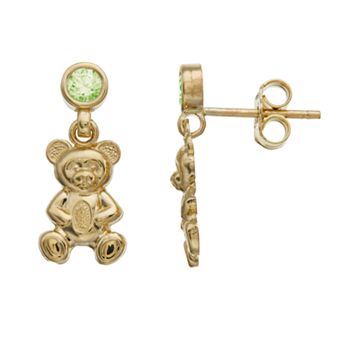 Kristen Kesho 10k Gold Lab-Created Gemstone Birthstone Bear Dangle Earrings