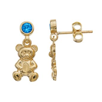 Kristen Kesho 10k Gold Lab-Created Gemstone Birthstone Bear Dangle Earrings