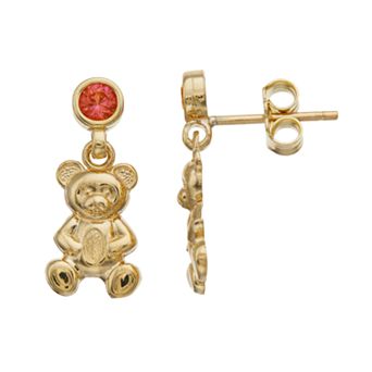 Kristen Kesho 10k Gold Lab-Created Gemstone Birthstone Bear Dangle Earrings