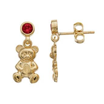 Kristen Kesho 10k Gold Lab-Created Gemstone Birthstone Bear Dangle Earrings