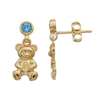 Kristen Kesho 10k Gold Lab-Created Gemstone Birthstone Bear Dangle Earrings