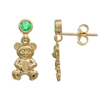 Kristen Kesho 10k Gold Lab-Created Gemstone Birthstone Bear Dangle Earrings