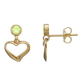 Kristen Kesho 10k Gold Round Lab-Created Gemstone Birthstone Heart Dangle Earrings