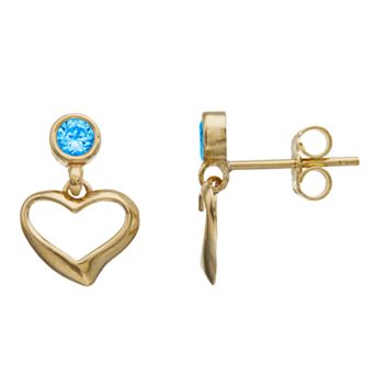 Kristen Kesho 10k Gold Round Lab-Created Gemstone Birthstone Heart Dangle Earrings