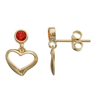 Kristen Kesho 10k Gold Round Lab-Created Gemstone Birthstone Heart Dangle Earrings