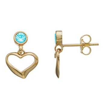 Kristen Kesho 10k Gold Round Lab-Created Gemstone Birthstone Heart Dangle Earrings