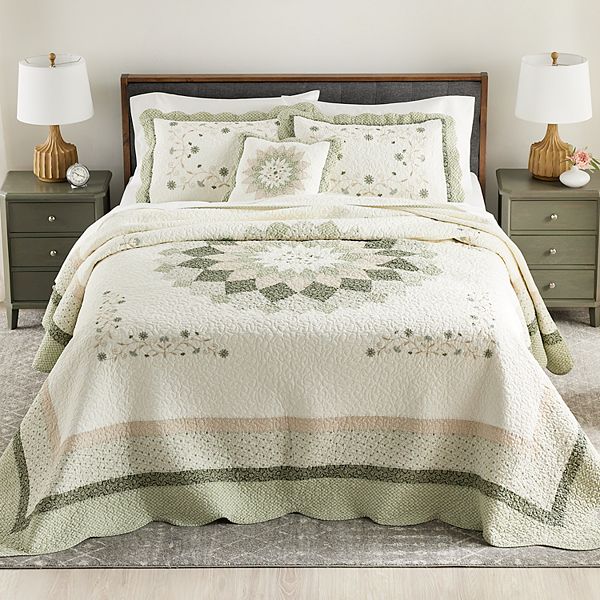 Sonoma Goods For Life® Elizabeth Green Embroidered Bedspread or Sham