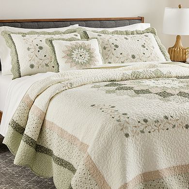 Sonoma Goods For Life® Elizabeth Green Embroidered Bedspread or Sham
