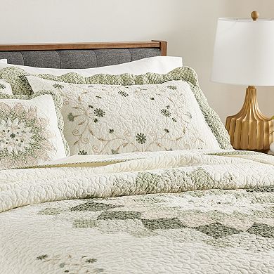 Sonoma Goods For Life® Elizabeth Green Embroidered Bedspread or Sham