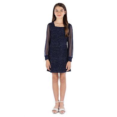 Girls 7-16 Speechless Knit Sheer Sleeve Dress in Regular & Plus Size