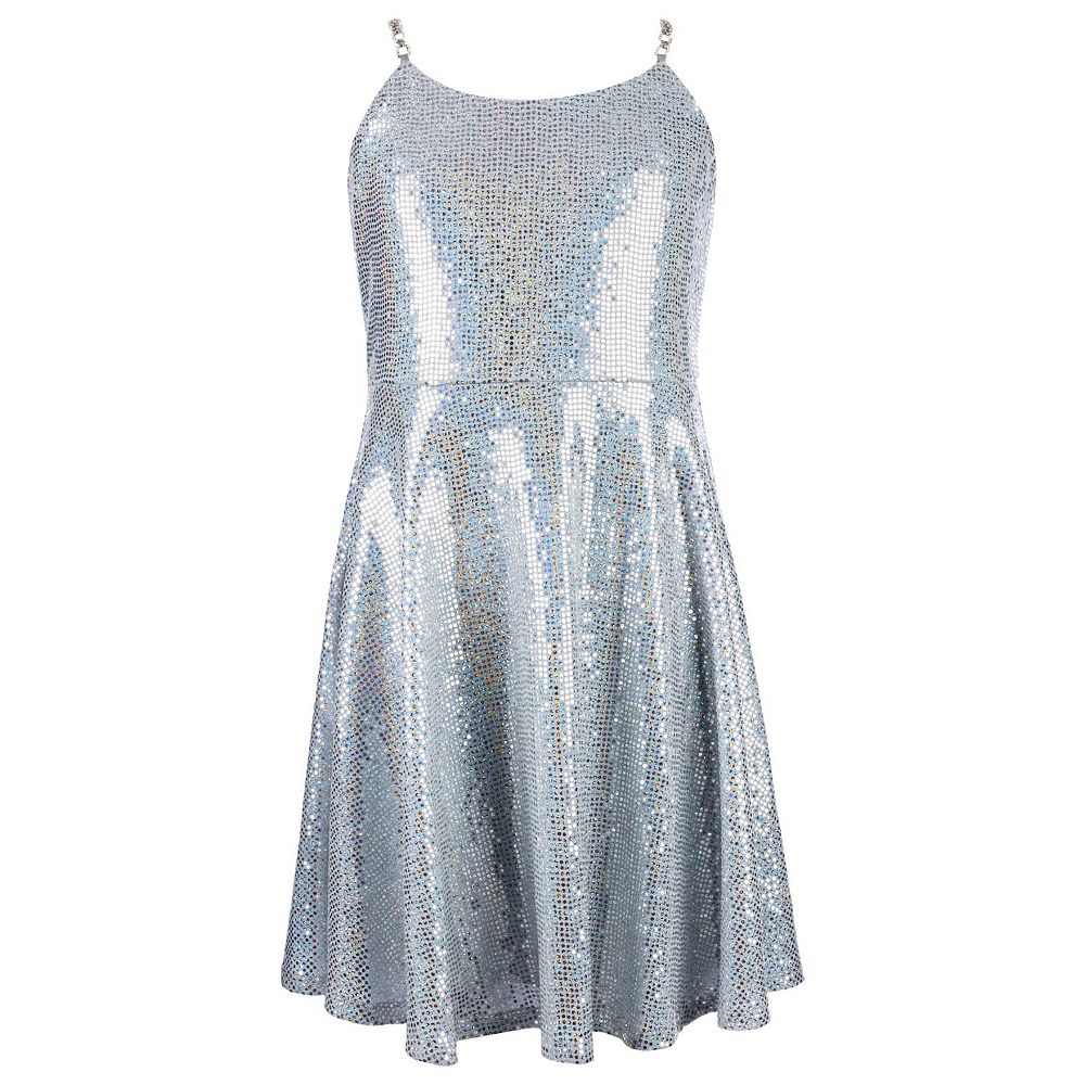 Girls 7 16 speechless fit flare shiny metallic dress