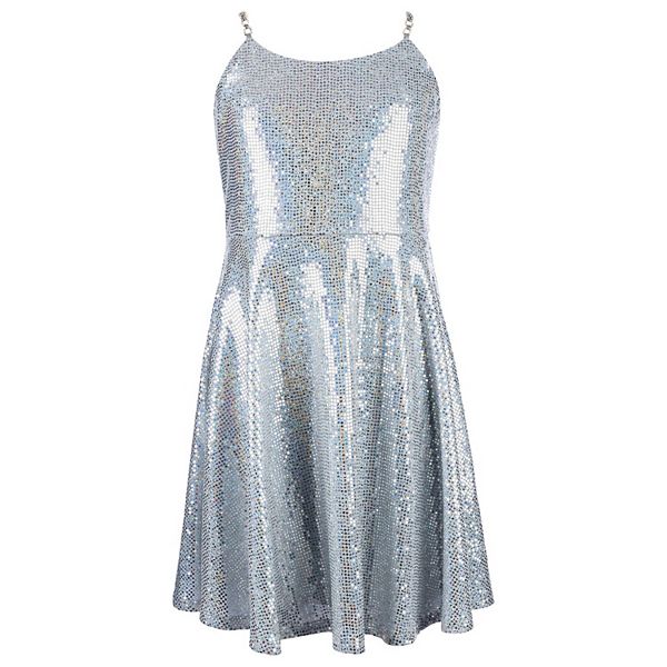 Girls 7-16 Speechless Fit & Flare Shiny Metallic Dress