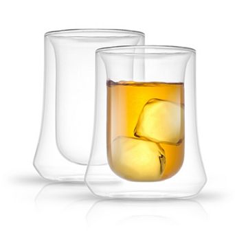 JoyJolt Cosmo Double Wall Double Old-Fashioned Whiskey 8-oz. 2 pc Glass Set