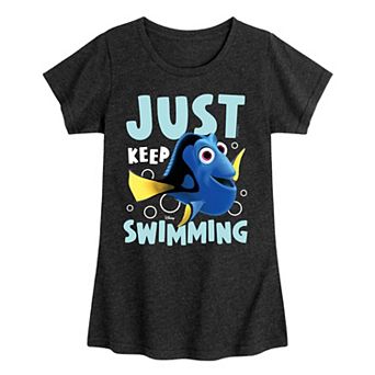 Disney / Pixar's Finding Nemo Dory Girls 7-16 Just Keep Swimming Graphic Tee