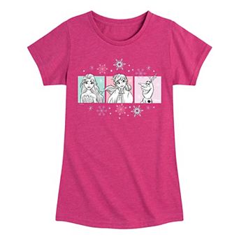 Disney's Frozen Anna Elsa & Olaf Girls 7-16 Snowflake Character Grid Graphic Tee