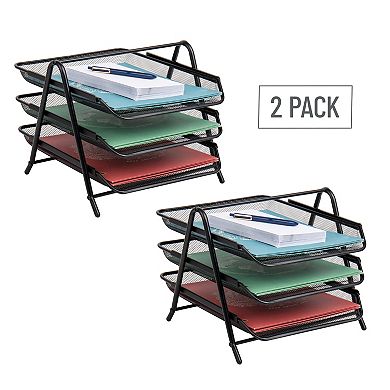 Mind Reader Network Collection 3-Tier Paper Tray and Desktop Organizer 2-Pack