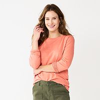 Sonoma Goods For Life Everyday Crewneck Women's Long Sleeve Tee (Coral)